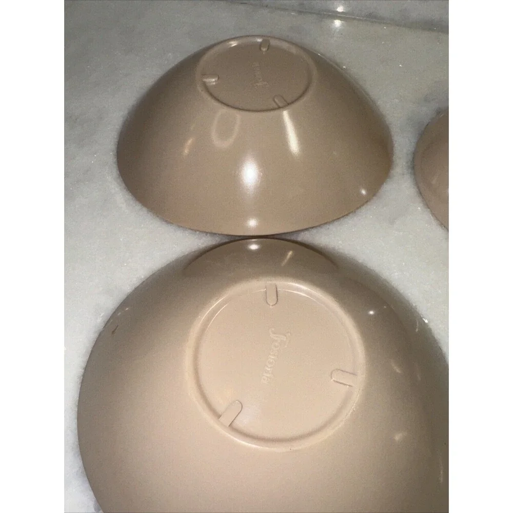 Fostoria Melamine Fawn Taupe Set Of 4 Casual Flair Bowls And 1 Sugar Bowl No Lid